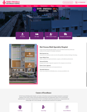 Shriswara Multispeciality Hospital Desktop View